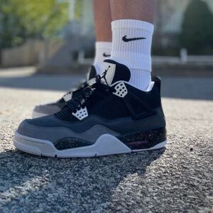 Nike Jordan 4 Retro Fear 2024 Black White Grey Women’s Sz 6 or Big boy 5 Youth